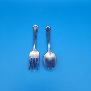Vintage Winthrop Childs Spoon and Fork set Silverplate "Robert" engraved on both